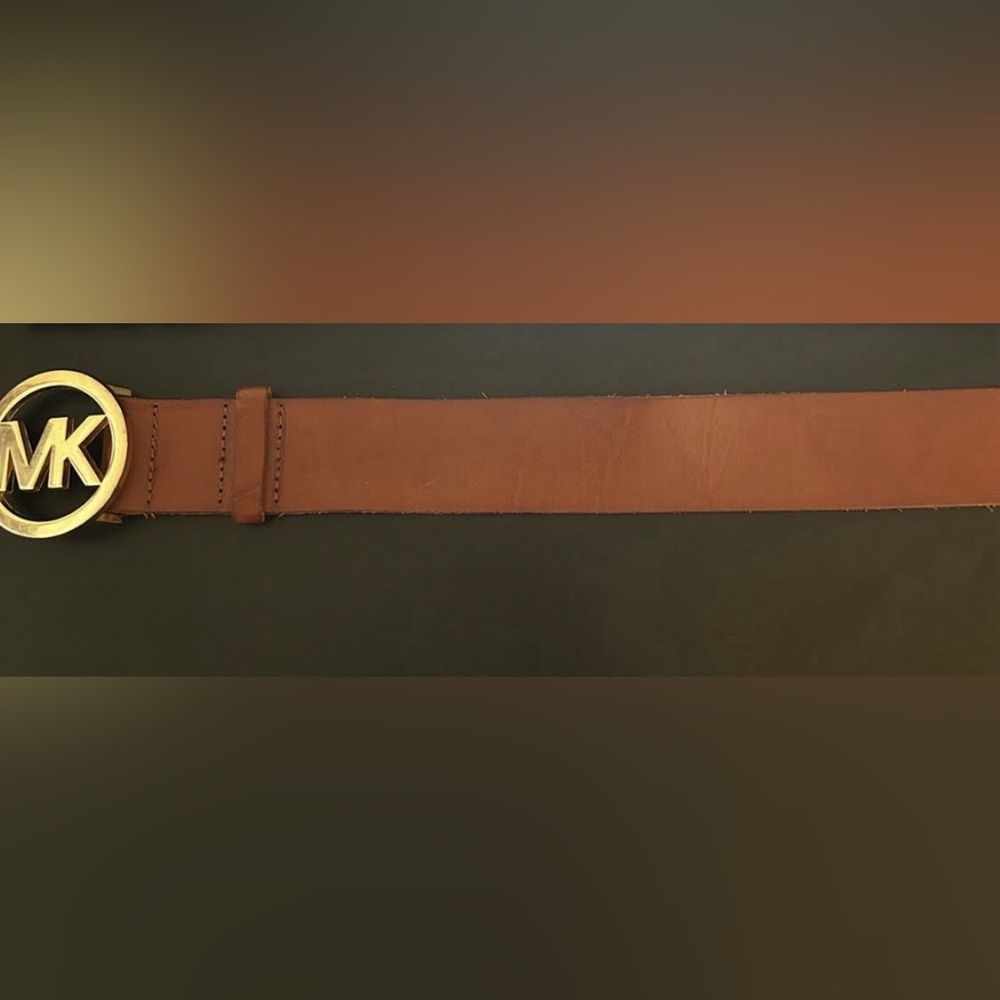 MICHAEL Michael Kors Bubble Logo Brown Pre -Loved Leather Belt - Picture 4 of 15